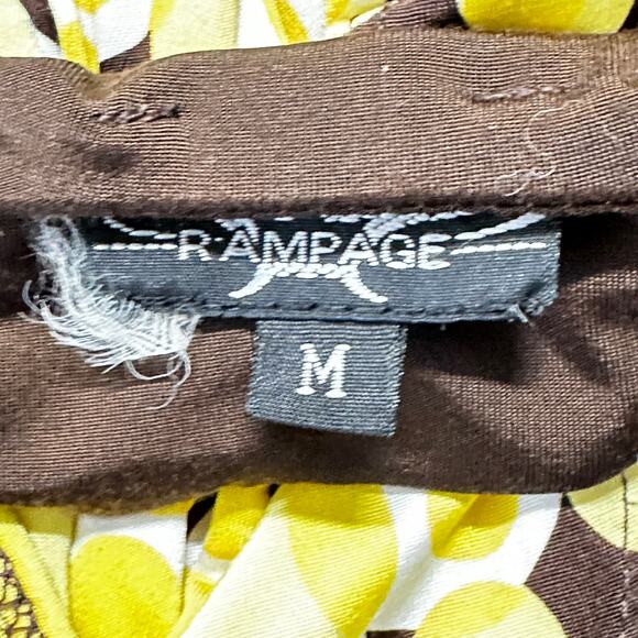 Y2K 2000s Rampage Babydoll Top Size M Yellow Brown Polka Dots Mod Aesthetic - Picture 3 of 6